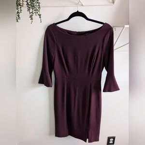 White House Black Market Plum Long Sleeve Dress Size 6